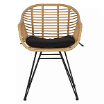 Стул с ротанговым плетением Wicker Half Chair с подлокотниками варинант исполнения - 1 | Loft Concept в Москве