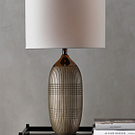 Настольная лампа керамическая с тканевым цилиндрическим абажуром Bullet варинант исполнения - 3 | Loft Concept в Москве