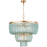 Круглая трехъярусная люстра с подвесками в виде круглых стеклянных бусин Blue Beads Chandelier варинант исполнения - 1 | Loft Concept в Москве