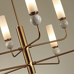 Люстра на штанге с 8-ю цилиндрическими матовыми плафонами и шарами из камня Orb Essence варинант исполнения - 3 | Loft Concept в Москве