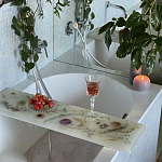 Поднос для ванны из эпоксидной смолы с цветами белая Epoxy Resin Flowers Bath Tray White варинант исполнения - 2 | Loft Concept в Москве
