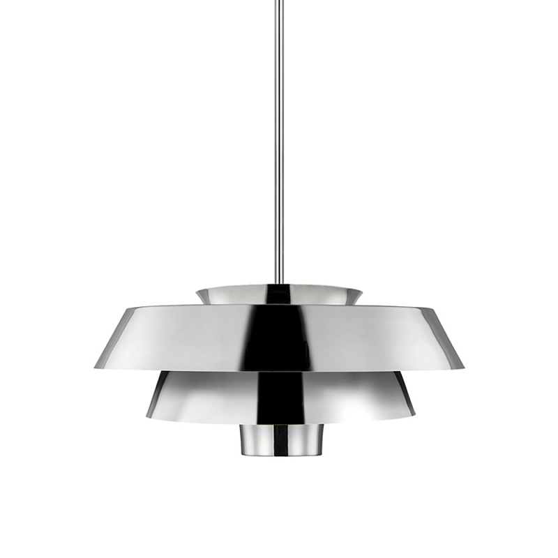 Подвесной светильник с широким многоярусным металлическим плафоном цвета никель в современном стиле Feiss Никель в Москве | Loft Concept 