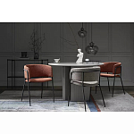 Стул полукруглый с каркасом из металла и мягким сиденьем и спинкой Soft Chenille варинант исполнения - 4 | Loft Concept в Москве