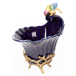 Чаша темно-синего цвета из фарфора с разноцветной птичкой Eden Garden porcelain and bronze варинант исполнения - 9 | Loft Concept в Москве