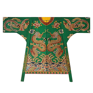 Зеленая Консоль в Китайском Стиле ручная роспись Драконы Green Oriental Robe