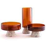 Высокая чаша из янтарного стекла Amber Marble Vase варинант исполнения - 3 | Loft Concept в Москве