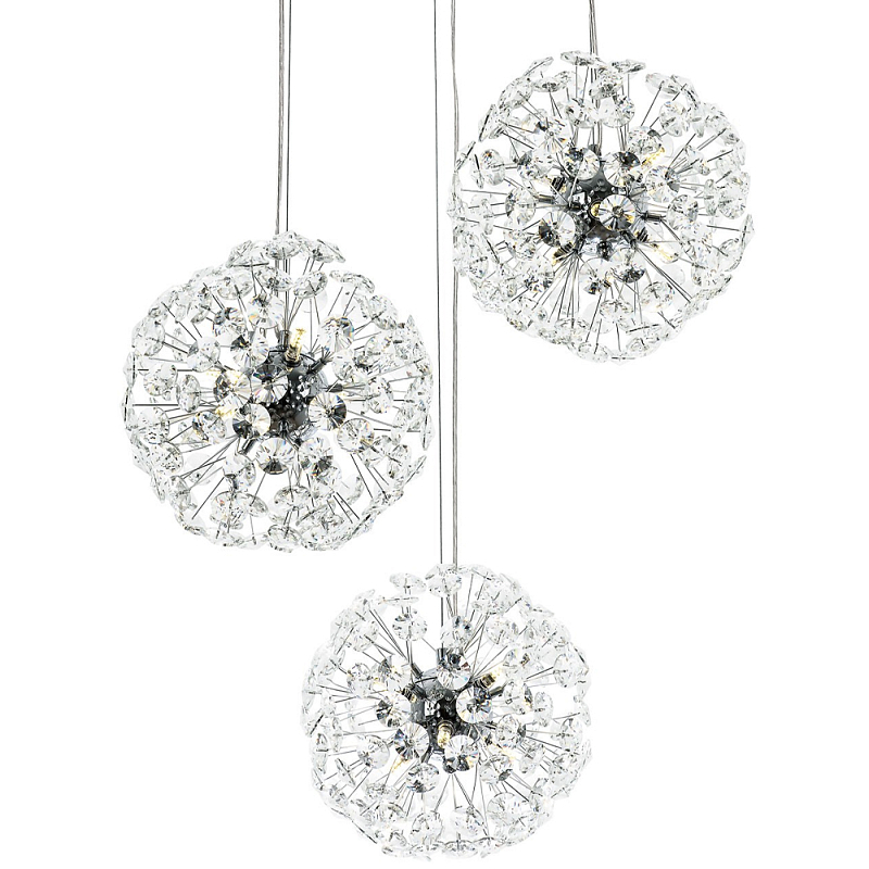    3-  Crystal Dandelions Chrome Hanging Lamp     | Loft Concept 