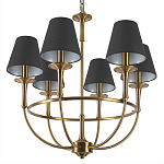 Люстра на металлическом основании бронзового цвета с 6-ю черными конусовидными абажурами Dignity варинант исполнения - 8 | Loft Concept в Москве