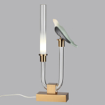 Настольная лампа с прозрачной трубкой и декоративной фигуркой птицы на бронзовой подставке Ganthea варинант исполнения - 3 | Loft Concept в Москве