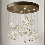 Люстра каскадная с белыми цветами и птицами Takeoff варинант исполнения - 2 | Loft Concept в Москве