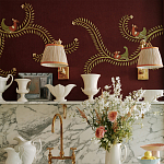 Обои с вышивкой ручной работы Fyodor Original colourway on Merlot linen варинант исполнения - 4 | Loft Concept в Москве