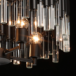 Люстра круглая из матового черного металла с подвесками из прозрачных стеклянных трубок Noir Tubes варинант исполнения - 6 | Loft Concept в Москве