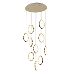 Потолочная люстра каскадная светодиодная с золотистым каркасом Ring of Fire варинант исполнения - 1 | Loft Concept в Москве