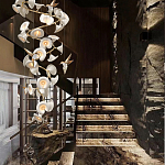 Люстра каскадная из белых цветов каллы и птичек Refined Taste of Light варинант исполнения - 3 | Loft Concept в Москве