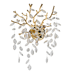 Бра золотого цвета с декоративными ветвями и прозрачными подвесками в форме листьев Droplet Chandelier варинант исполнения - 1 | Loft Concept в Москве