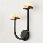 Бра с 2-мя мраморными плафонами на черном корпусе Light Warm Light варинант исполнения - 1 | Loft Concept в Москве