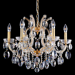 Люстра подвесная с 6-ю лампочками и прозрачными хрустальными подвесками на основании золотого цвета Crystal lamps варинант исполнения - 2 | Loft Concept в Москве