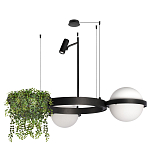 Подвесной светильник с 2-мя шарообразными плафонами и цилиндрическим спотом Light of Еyes варинант исполнения - 2 | Loft Concept в Москве