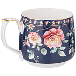 Кружка фарфоровая синяя с цветочным принтом 470 мл Flower Porcelain Collection варинант исполнения - 1 | Loft Concept в Москве