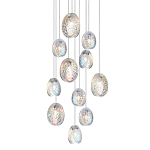 Люстра каскадная с 11-ю круглыми плафонами из рельефного стекла Disc Light варинант исполнения - 1 | Loft Concept в Москве