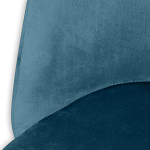 Барный стул со спинкой и металлической подставкой на 4-х деревянных ножках Синий Велюр Vendramin Chair варинант исполнения - 3 | Loft Concept в Москве