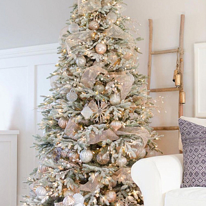 Дизайнерская Ель с Нежно-Розовым Декором Премиум Christmas Tree Pink and Silver