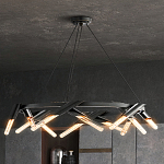 Люстра круглая с трубчатыми лампочками Vanguard Circle варинант исполнения - 3 | Loft Concept в Москве