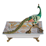 Блюдо квадратное с павлином на бронзовых ножках Eden Garden варинант исполнения - 3 | Loft Concept в Москве