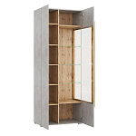 Шкаф-витрина с фасадом цвета серый бетон и стеклянными дверками Grace of Furniture варинант исполнения - 3 | Loft Concept в Москве