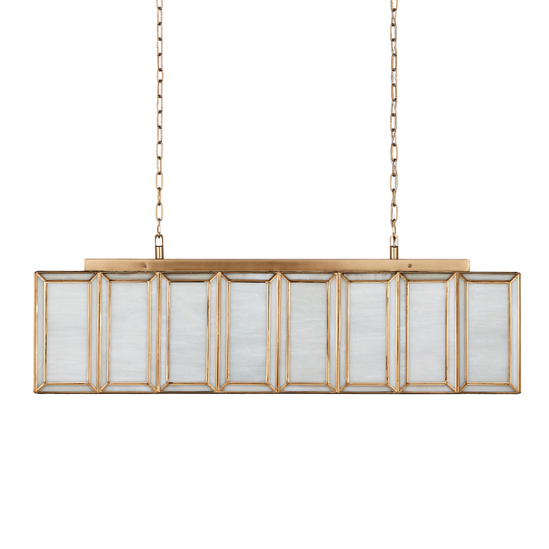 Люстра прямоугольная с каркасом золотого цвета Soft Glow Lamps Золотой Молочный в Москве | Loft Concept 