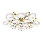 Потолочная люстра круглая ветвистыми бронзовыми элементами и стеклянными рифлеными дисками Textured Glass Chandelier варинант исполнения - 3 | Loft Concept в Москве