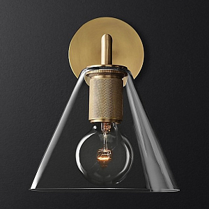 Бра RH Utilitaire Funnel Shade Single Sconce Brass