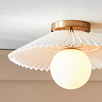 Потолочный светильник с белым плиссированным абажуром Headquarters варинант исполнения - 2 | Loft Concept в Москве