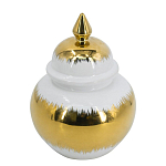 Ваза белая с крышкой и золотистыми фрагментами 24 см Chinoiserie Ceramics варинант исполнения - 1 | Loft Concept в Москве