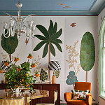 Обои с вышивкой ручной работы Mughal Trees Original colourway on linen варинант исполнения - 5 | Loft Concept в Москве