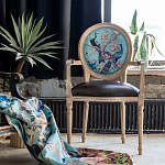 Полукресло из массива бука с сиденьем из экокожи и цветочным принтом на спинке Chinoiserie Garden Chair варинант исполнения - 5 | Loft Concept в Москве