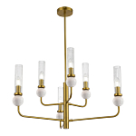 Люстра с 6-ю плафонами в форме стеклянных трубок и мраморных декоративных элементов Montreal варинант исполнения - 4 | Loft Concept в Москве