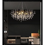 Люстра черная с прозрачными стеклянными подвесками в форме капель FAIRYTREE Light варинант исполнения - 5 | Loft Concept в Москве