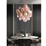 Люстра розовые шары на золотом каркасе Pink Light Bubbles варинант исполнения - 3 | Loft Concept в Москве