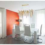 Люстра линейная золотого цвета с декоративными ветвями и длинными стеклянными подвесками в форме сосулек Droplet Chandelier варинант исполнения - 10 | Loft Concept в Москве