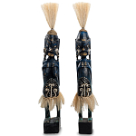 Комплект из 2-х деревянных статуэток Asmat Straw Headdress Statuettes Dark Blue варинант исполнения - 5 | Loft Concept в Москве