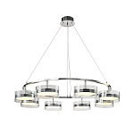 Люстра светодиодная с 8-ю прозрачными плафонами цилиндрической формы из акрила и стекла с пультом для регулировки света Glass Lamp Chromium варинант исполнения - 2 | Loft Concept в Москве