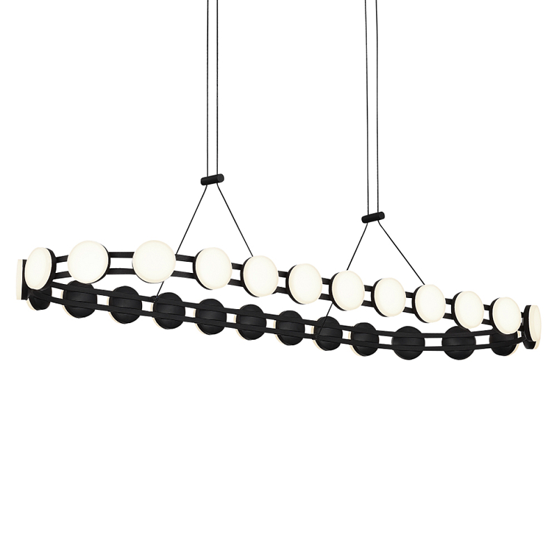 Люстра овальная с круглыми светодиодными источниками света Maxine Light Золотой Черный Белый в Москве | Loft Concept 