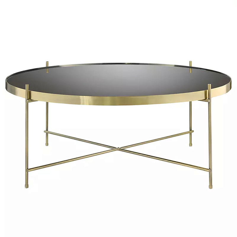 Кофейный столик с круглой зеркальной столешницей Round Mirror Table Коричневый Латунь в Москве | Loft Concept 