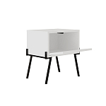 Прикроватная тумба белая с откидной резной дверцей на 4-х металлических ножках NAIVE NIGHTSTAND WHITE варинант исполнения - 1 | Loft Concept в Москве