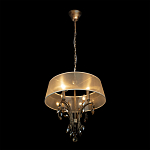 Люстра подвесная круглая с тканевым полупрозрачным абажуром и подвесками 4 лампы Gilded Elegance варинант исполнения - 3 | Loft Concept в Москве