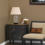 Настольная лампа с фарфоровым основанием нежно голубого цвета с золотистым цветочным рисунком и бежевым плиссированным абажуром Elstead Lighting варинант исполнения - 5 | Loft Concept в Москве