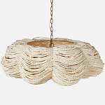 Круглая люстра волнистой формы с декором из круглых деревянных бусин White Wooden Beads Chandelier L варинант исполнения - 1 | Loft Concept в Москве