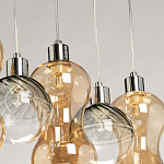 Люстра с 3-мя плафонами волнообразной формы цвета янтарь и 2-мя прозрачными шарообразными плафонами Lucid Rain  варинант исполнения - 8 | Loft Concept в Москве