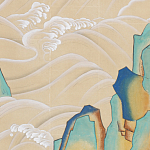 Обои ручная роспись Matsushima Waves Kano on Edo Straw India tea paper варинант исполнения - 2 | Loft Concept в Москве